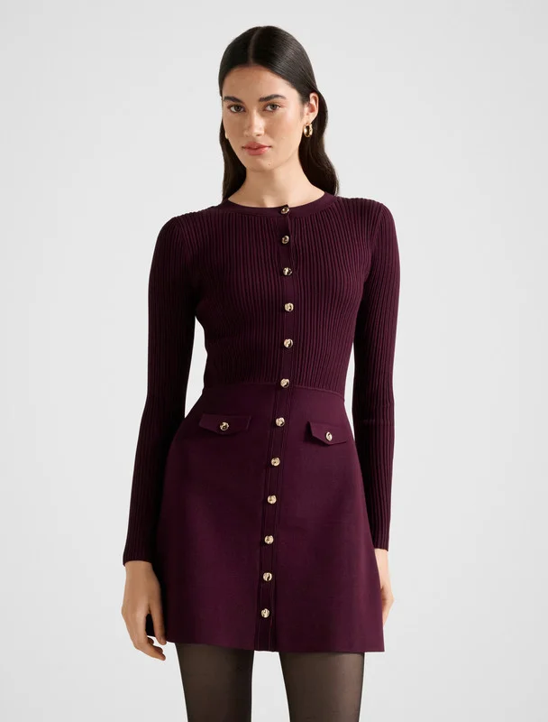 forever new  Kn7544-Royal Purple Women's Mid Dress for Women | Best Price UAE